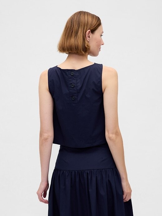 Camiseta sin mangas de popelina con cuello barco Camiseta sin mangas de popelina con cuello barco