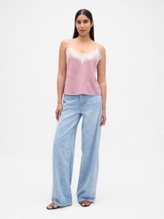Camisola con ribete de encaje