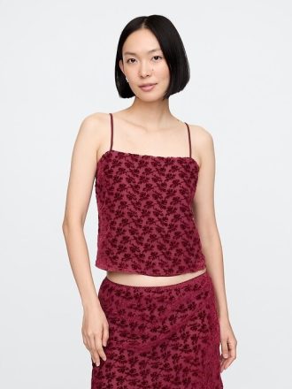 Camisola corta de terciopelo desgastado