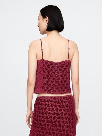Camisola corta de terciopelo desgastado