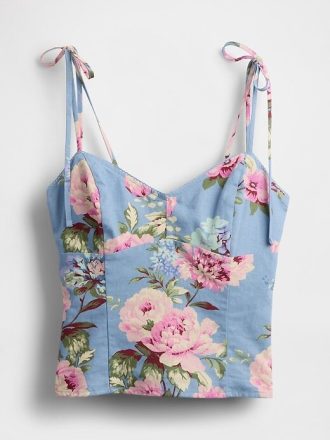 Camisola de mezcla de lino con tirantes anudados