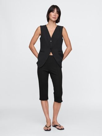 Capris de punto doble y tiro alto
