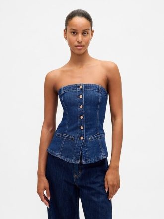 Chaleco vaquero corto sin tirantes