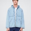 Chaqueta anorak extragrande con cremallera y tejido de mezclilla antidesgarro Chaqueta anorak extragrande con cremallera y tejido de mezclilla antidesgarro