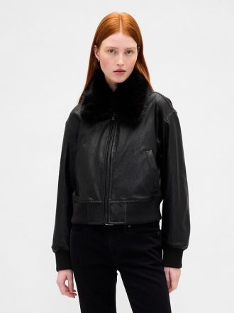 Chaqueta bomber de cuero vegano