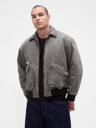 Chaqueta bomber de sarga lavada