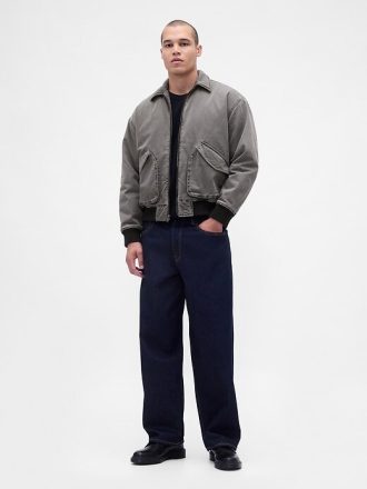 Chaqueta bomber de sarga lavada