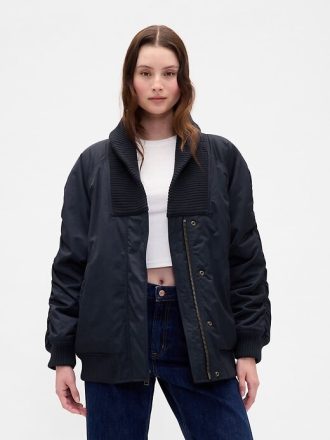 Chaqueta bomber extragrande con ribete de punto