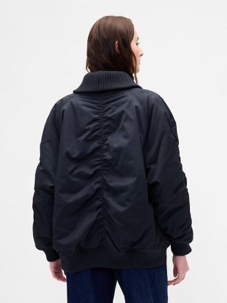 Chaqueta bomber extragrande con ribete de punto