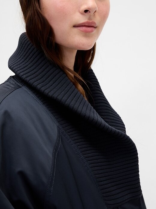 Chaqueta bomber extragrande con ribete de punto Chaqueta bomber extragrande con ribete de punto