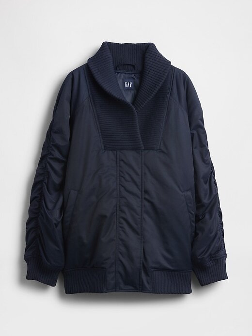 Chaqueta bomber extragrande con ribete de punto Chaqueta bomber extragrande con ribete de punto