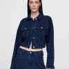 Chaqueta corta vaquera con icono de felpa francesa