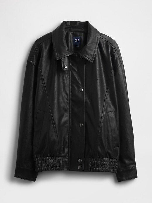 Chaqueta de cuero vegano de gran tamaño Chaqueta de cuero vegano de gran tamaño