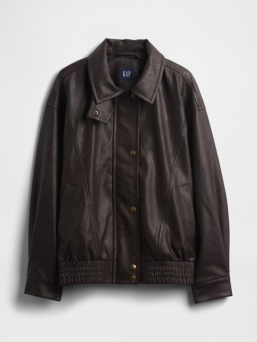 Chaqueta de cuero vegano de gran tamaño Chaqueta de cuero vegano de gran tamaño