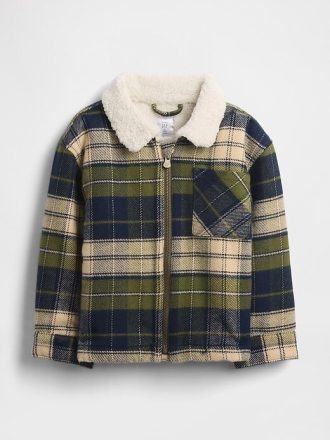 Chaqueta de franela con forro de sherpa para bebés y niños pequeños