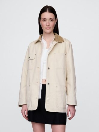 Chaqueta estilo granero con cuello de pana
