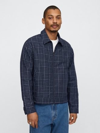 Chaqueta relajada de cuadros de lino y algodón