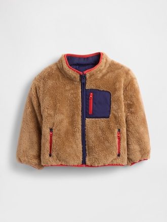 Chaqueta reversible ligera de sherpa para bebés y niños pequeños