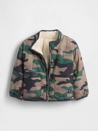 Chaqueta reversible ligera de sherpa para bebés y niños pequeños