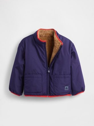 Chaqueta reversible ligera de sherpa para bebés y niños pequeños