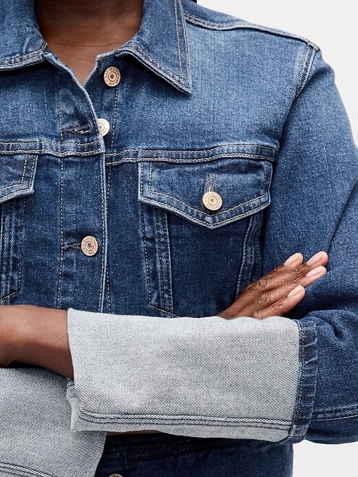 Chaqueta vaquera icónica con puños de alfiler Chaqueta vaquera icónica con puños de alfiler