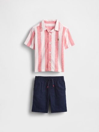 Conjunto de cabaña de lino y algodón para bebés y niños pequeños