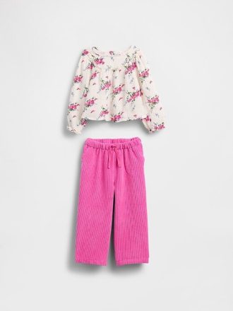 Conjunto de gasa de algodón y pana para bebé y niño pequeño