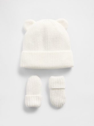 Conjunto de gorro y manoplas CashSoft Bear para bebés y niños pequeños