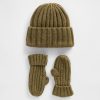 Conjunto de gorro y manoplas CashSoft Rib para bebés y niños pequeños