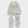 Conjunto de gorro y manoplas CashSoft Rib para bebés y niños pequeños