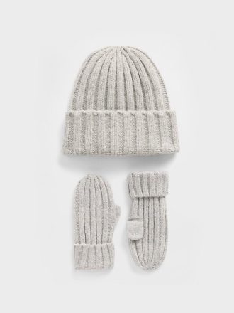 Conjunto de gorro y manoplas CashSoft Rib para bebés y niños pequeños