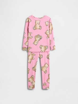 Conjunto de pijama de algodón orgánico cepillado para bebés y niños pequeños