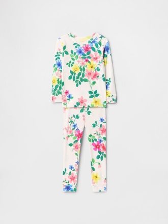 Conjunto de pijama de algodón orgánico cepillado para bebés y niños pequeños