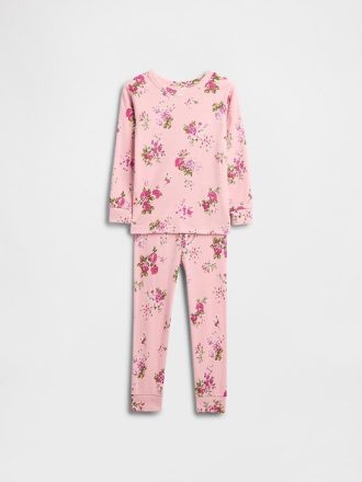 Conjunto de pijama de algodón orgánico cepillado para bebés y niños pequeños