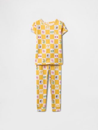 Conjunto de pijama de algodón orgánico cepillado para bebés y niños pequeños