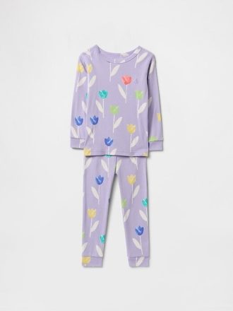 Conjunto de pijama de algodón orgánico cepillado para bebés y niños pequeños