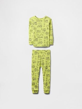 Conjunto de pijama de algodón orgánico cepillado para bebés y niños pequeños