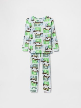 Conjunto de pijama de algodón orgánico cepillado para bebés y niños pequeños