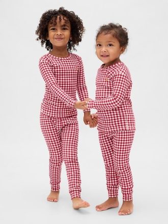 Conjunto de pijama de algodón orgánico cepillado para bebés y niños pequeños