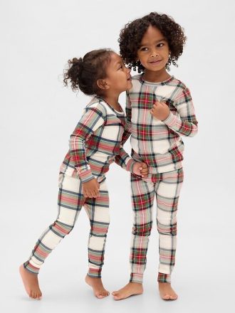Conjunto de pijama de algodón orgánico cepillado para bebés y niños pequeños