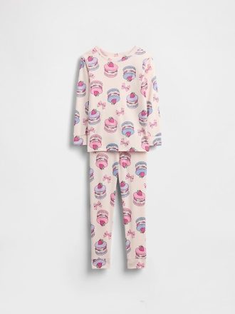 Conjunto de pijama de algodón orgánico cepillado para bebés y niños pequeños