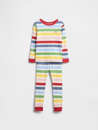 Conjunto de pijama de algodón orgánico cepillado para bebés y niños pequeños