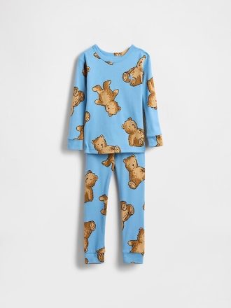 Conjunto de pijama de algodón orgánico cepillado para bebés y niños pequeños