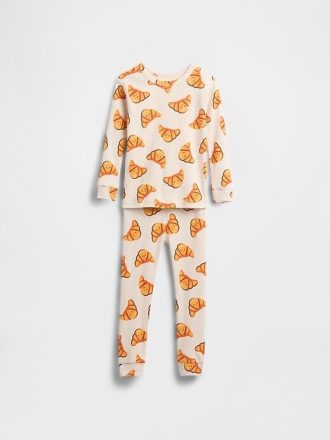 Conjunto de pijama de algodón orgánico cepillado para bebés y niños pequeños