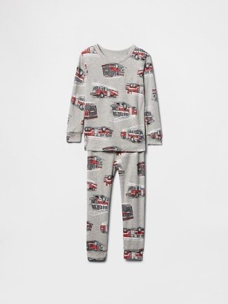 Conjunto de pijama de algodón orgánico cepillado para bebés y niños pequeños