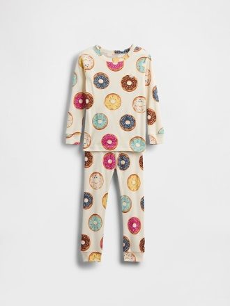 Conjunto de pijama de algodón orgánico cepillado para bebés y niños pequeños