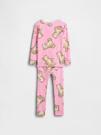 Conjunto de pijama de algodón orgánico cepillado para bebés y niños pequeños