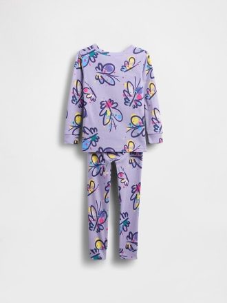 Conjunto de pijama de algodón orgánico cepillado para bebés y niños pequeños