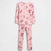 Conjunto de pijama de algodón orgánico cepillado para bebés y niños pequeños