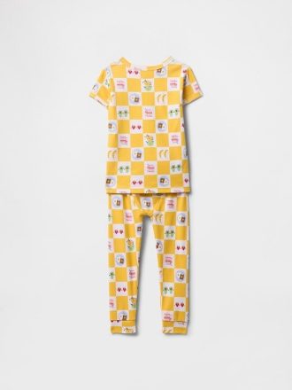 Conjunto de pijama de algodón orgánico cepillado para bebés y niños pequeños
